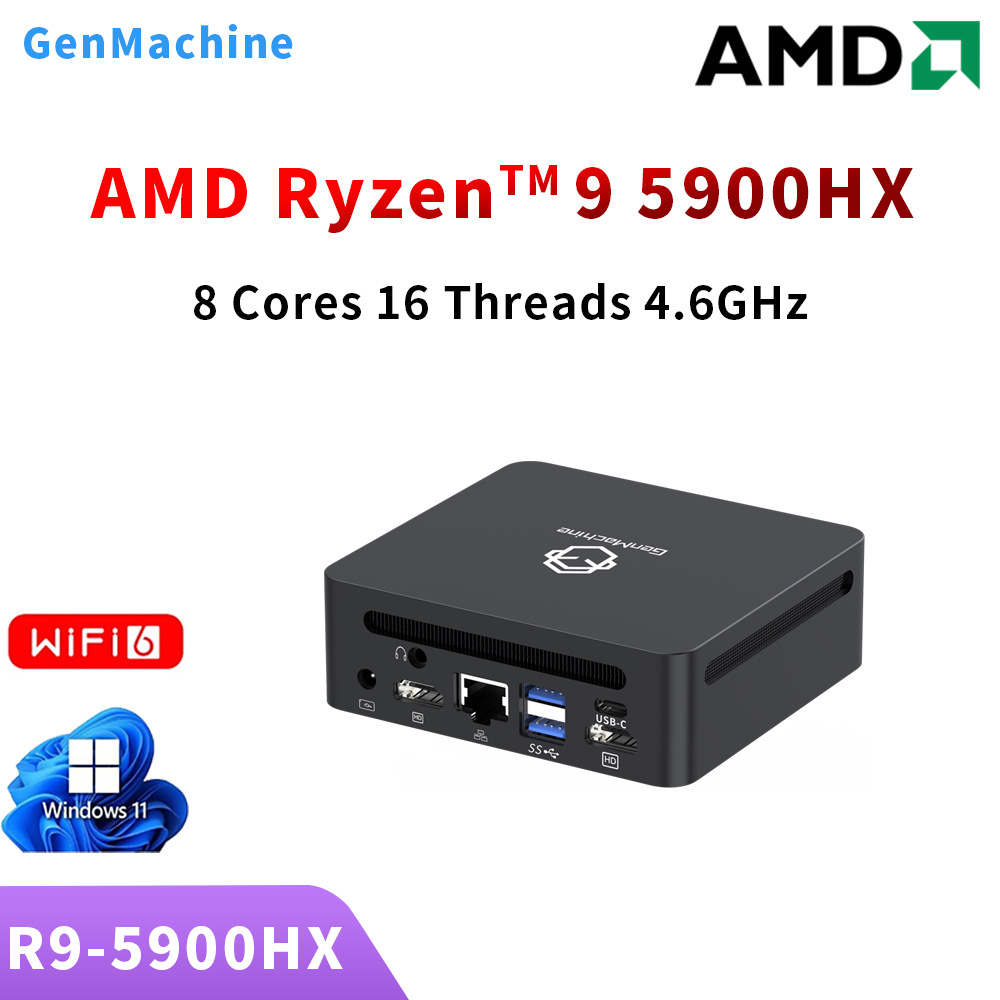 GenMachine R9-5900HX 标压设计游戏办公商务WIFI6 迷你电脑跨境