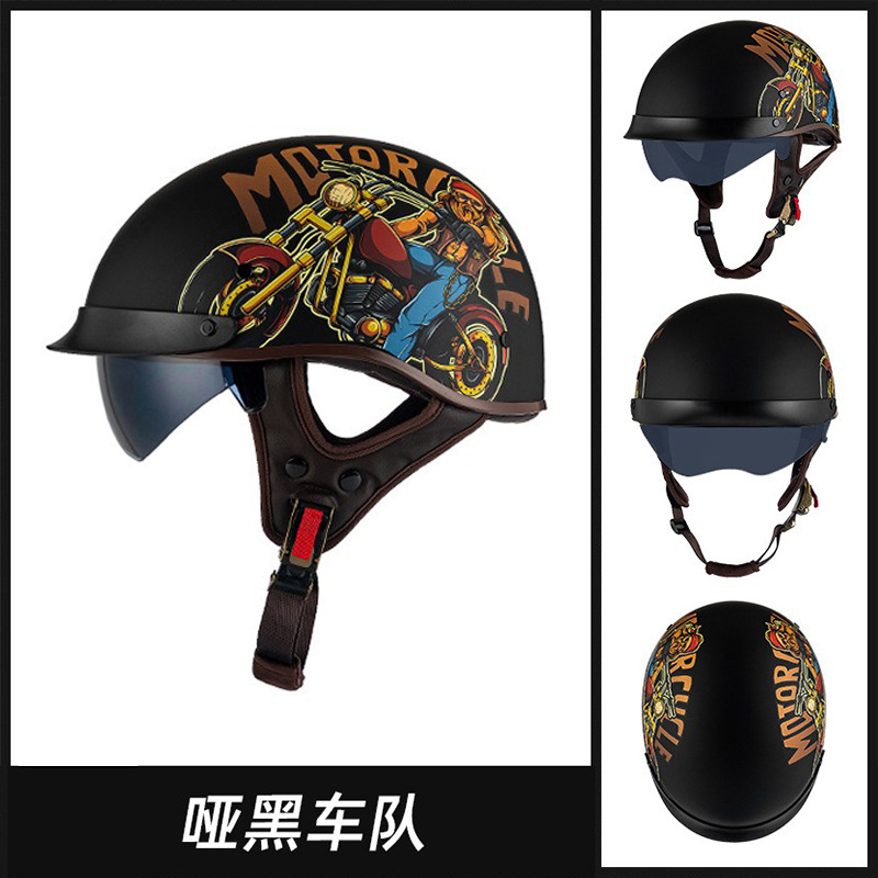 Casco de coche eléctrico transfronterizo del fabricante nuevo verano retro Harley motocicleta medio casco 3C certificado hombres y mujeres del mismo estilo