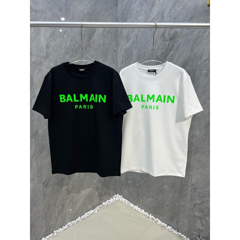Balmain Spring and Summer New Letter Printed Logo Short-Sleeved T-Shirt Men's Casual Simple Long-Staple Cotton Bottoming Shirt Trbottomy Balmain Spring and Summer New Letter Printed Logo Short-Sleeved T-Shirt Men's Casual Simple Long-Staple Cotton Bottoming Shirt Trbottomy