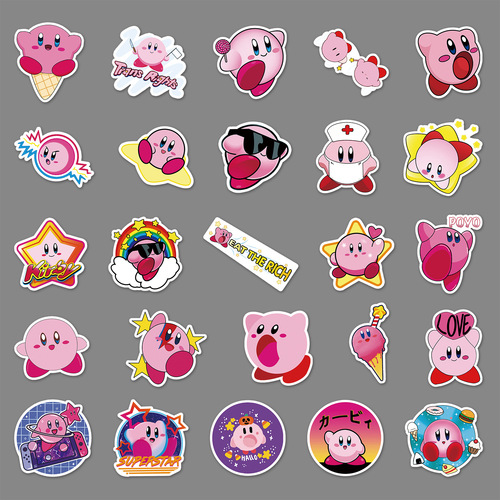 50 Star Kirby Cartoon Sticker Personalized Cross-border Anime Game Creative DIY Skateboard Luggage Sticker