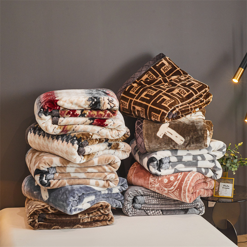 跨境拉舍尔毛毯加厚保暖双面绒毯多功能毛毯盖毯加厚午休毯学生毯