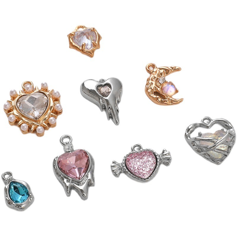 y2k, Sweet, Simple Style Style 1 Piece Glass Copper Heart Shape Rose Pendant DIY Jewelry Accessories Bracelets Necklace
