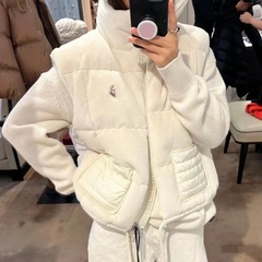 正确版2025秋冬款.M蒙家毛毛羽绒抽绳马甲经典面包服版型一件代发