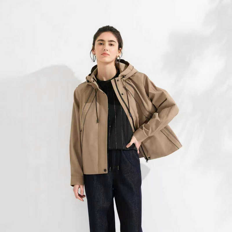 Cross-Border Women's Clothing 2026 Spring New Bc Style Hooded Zip-Up Casual Jacket Convenient Versatile Workwear Jacket Cross-Border Women's Clothing 2026 Spring New Bc Style Hooded Zip-Up Casual Jacket Convenient Versatile Workwear Jacket