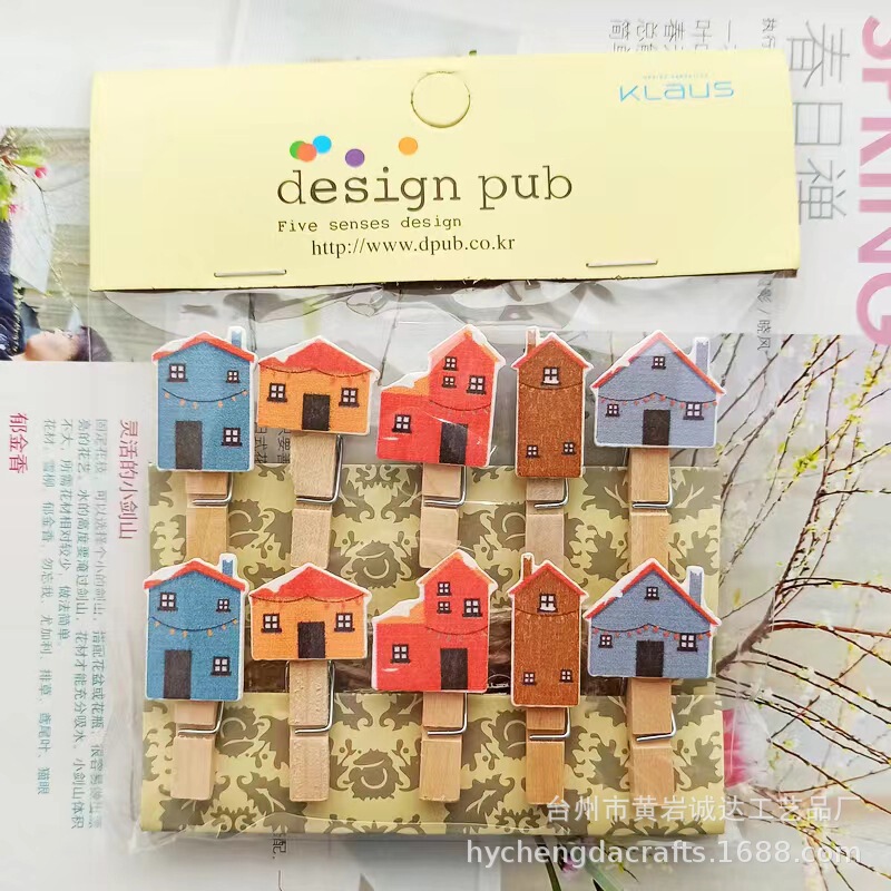 New Solid Wood Home Crafts Cardon Photo Frame Photo Wall Floriculture Flower Shop Card House Small Wood Clip