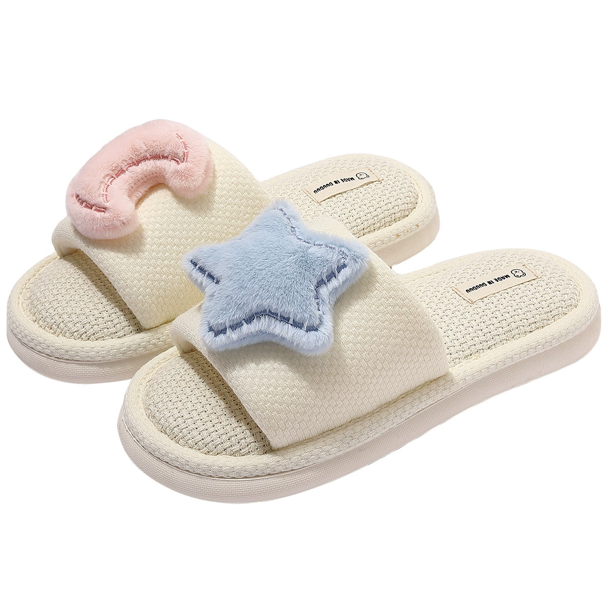 Домашние тапочки, милые нескользящие дышащие обувь, впитывают пот и запах, хлопок и лен