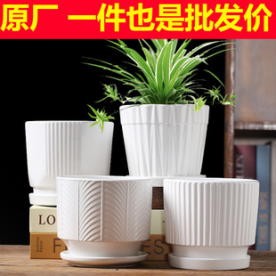 Factory Direct flower pot ceramic creative large with tray household green radish succulent flower pot White plant small flower pot