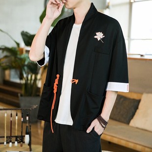 2025 New Summer Chinese Style Cardigan Jacket Embroidered Loose Casual Han Dynasty Improved Short-Sleeved Shirt Couple Trend
