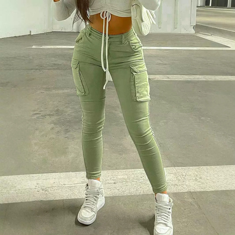 PY1014 2024 new style overalls trousers women's street style, side pocket, tight overalls jeans