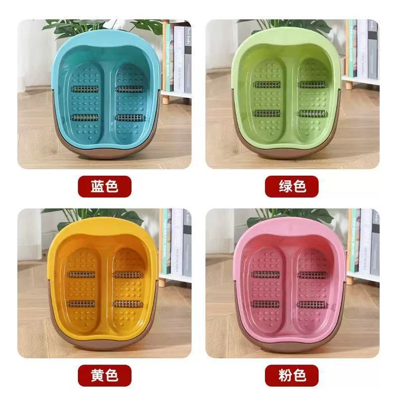 Plastic Footbath Four-Wheel Massage with Roller Portable Footbath Student Dormitory Home Advertising Printed Footbath Bucket