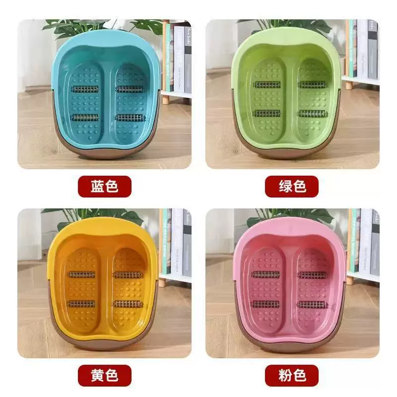 塑料足浴盆四轮按摩带滚轮手提洗脚盆学生宿舍家用广告印字泡脚桶