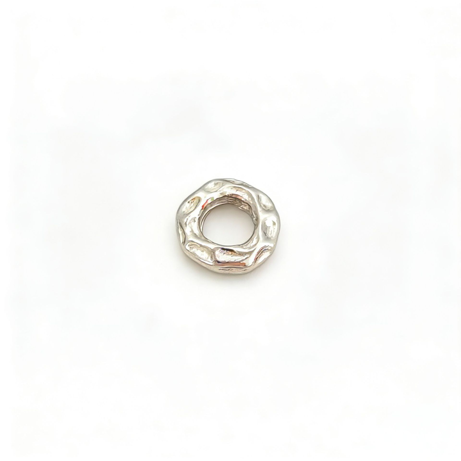 S999 Pure Silver Jewelry Accessories, Hammered Texture Round Rings, DIY Handmade Beaded Braided Bracelet Spacer Beads, Loose Beads