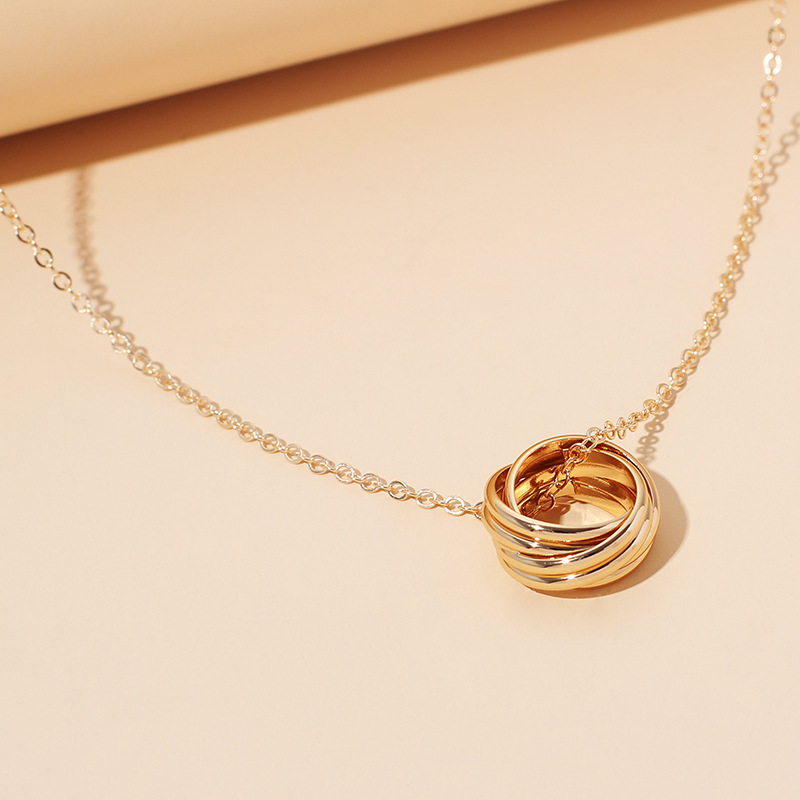7g Weight Necklace Classification Wedding, Travel Occasion Women'S Gender Gold, Silver Color Hip-hop Geometric Ring Pendent Necklace 9