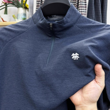 两棵树男士长袖T恤秋季薄款上衣运动薄款透气上衣半拉链卫衣潮男