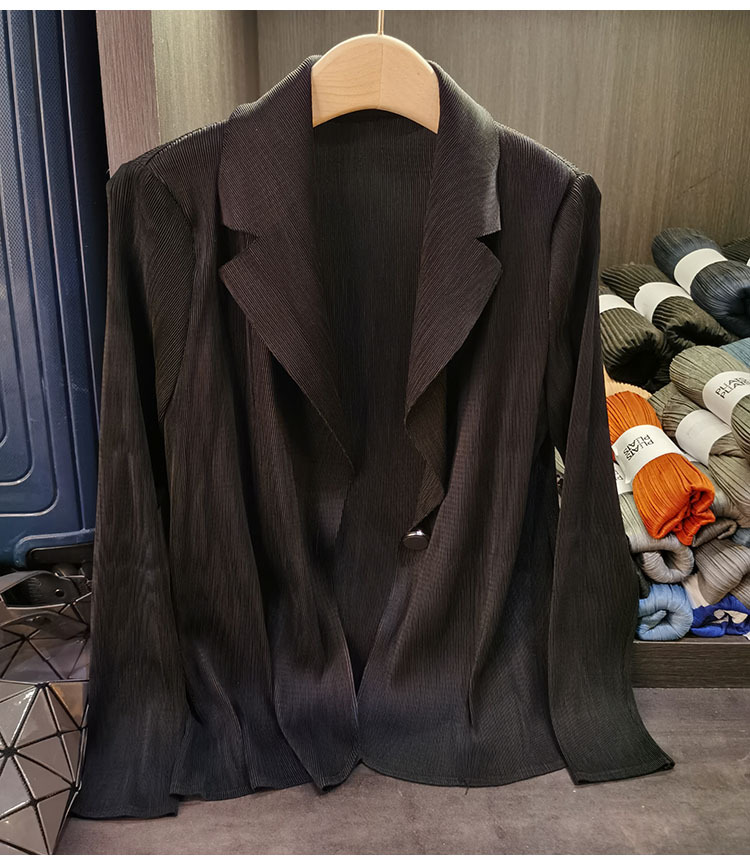 Áo blazer nữ một nút xếp ly tay dài cao cấp mùa xuân hè — Màu tím, Màu đỏ hoa hồng, Màu hồng, Màu xanh lá chi tiết 28