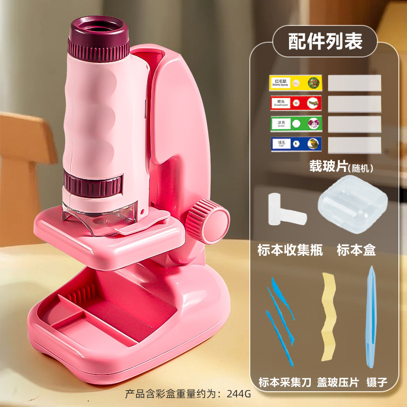 Calibración de microscopio para niños 1200 veces experimento científico rompecabezas de lupa STEM ciencia y educación estudiante de escuela primaria equipo de juguete