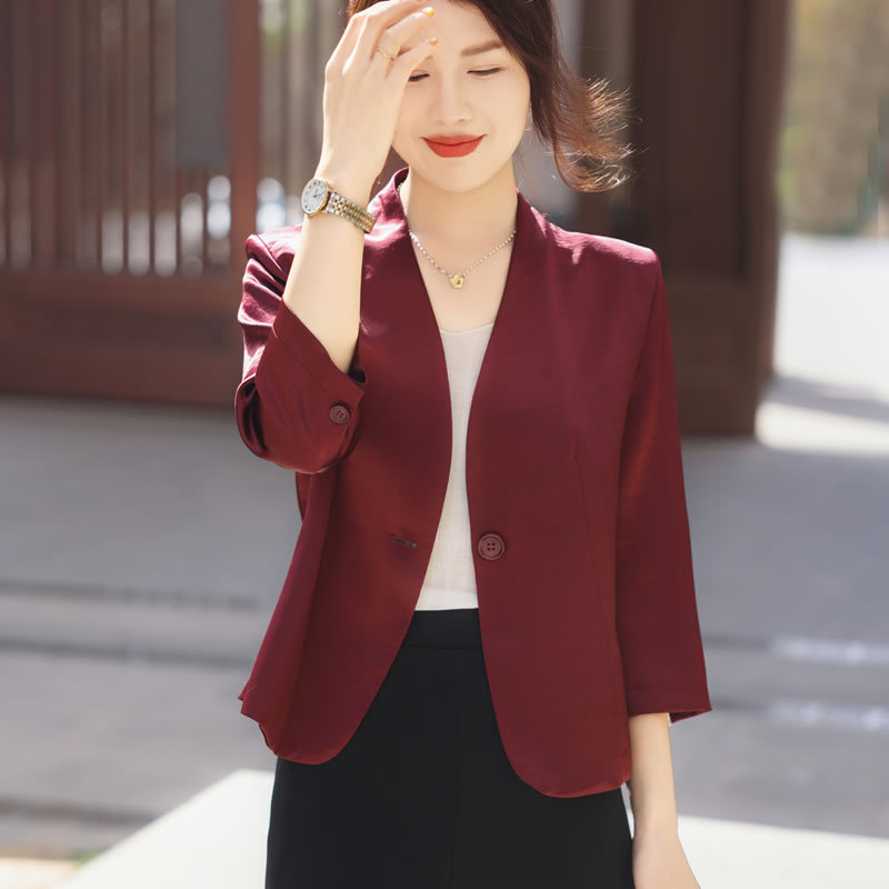 Thin High-End New Style Elegant Acetate Blazer Satin 2026 Slim Casual Three-Quarter Sleeve Blazer Jacket for Women Thin High-End New Style Elegant Acetate Blazer Satin 2026 Slim Casual Three-Quarter Sleeve Blazer Jacket for Women