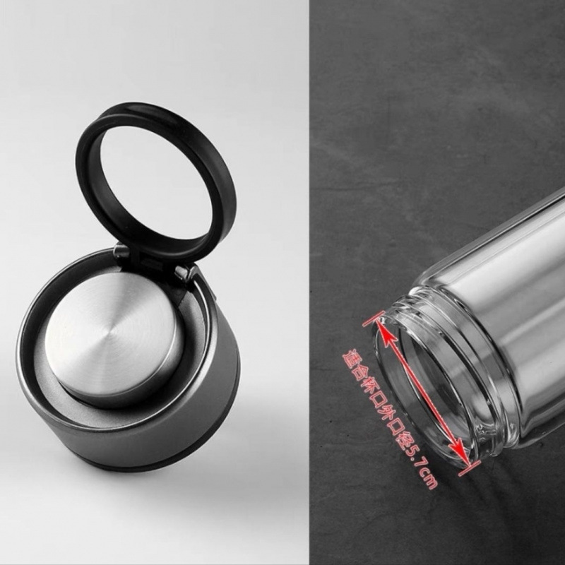 单卖杯盖子水晶玻璃杯盖双层泡茶水杯盖配件密封万能盖通用配盖|undefined