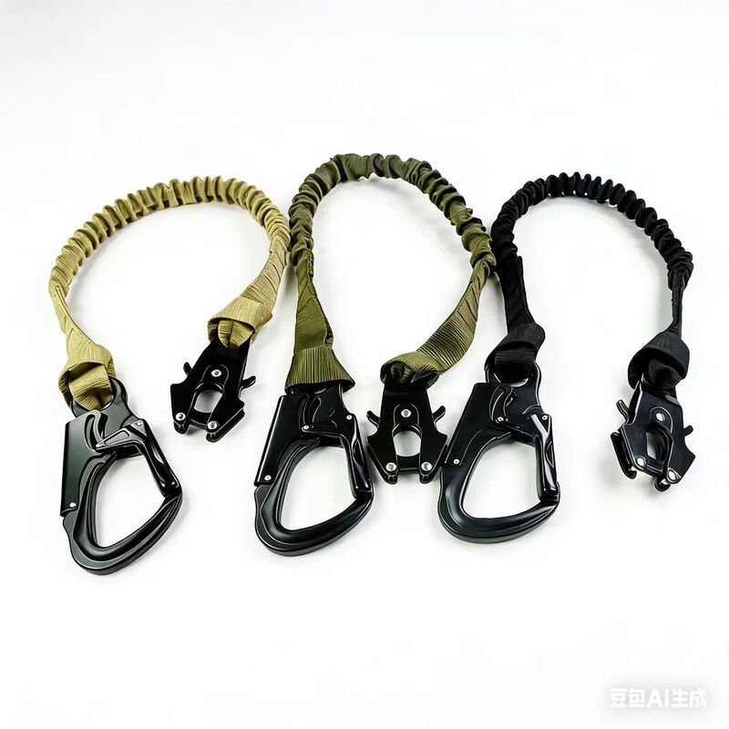 Elastic Airdrop Safety Rope Outdoor Tactical Quick Hanging Frog Hanging Buckle Double-headed Quick Release Lock Buckle