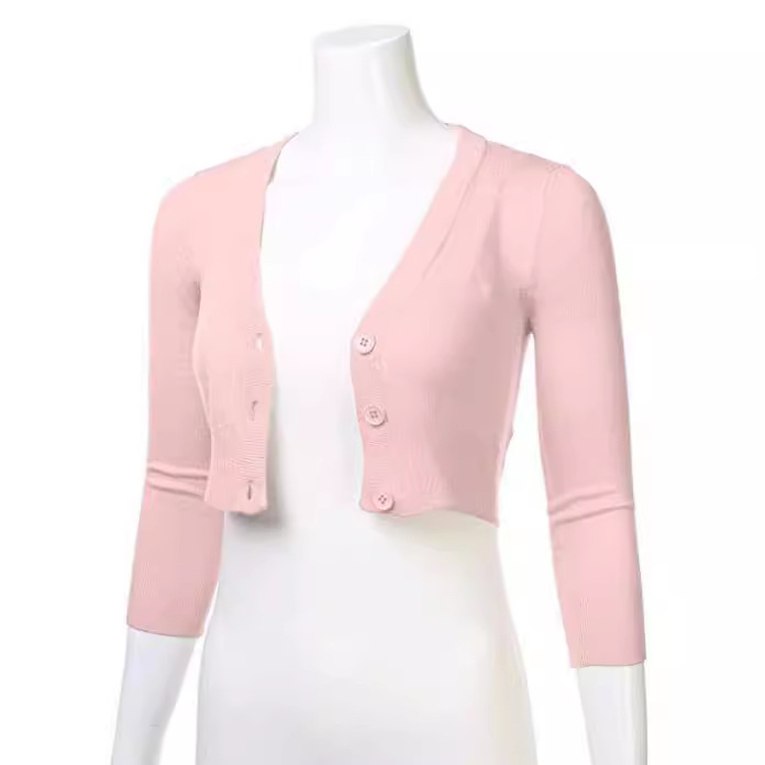 AliExpress, eBay, European and American style new long-sleeved cropped cardigan/short jacket, Amazon Wish dropshipping available.