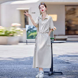 女装时尚休闲套装夏季新款短袖翻领休闲外套半裙两件套N8890