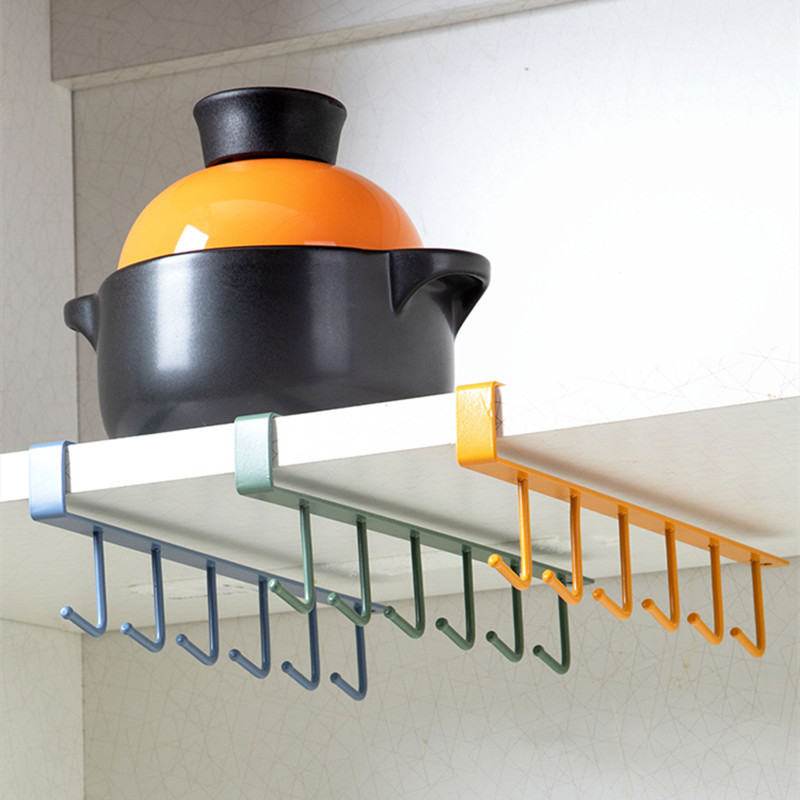 Kitchen hooks rack for cups, spoons, and miscellaneous items, no drilling, invisible, creative multi-functional hanging hooks