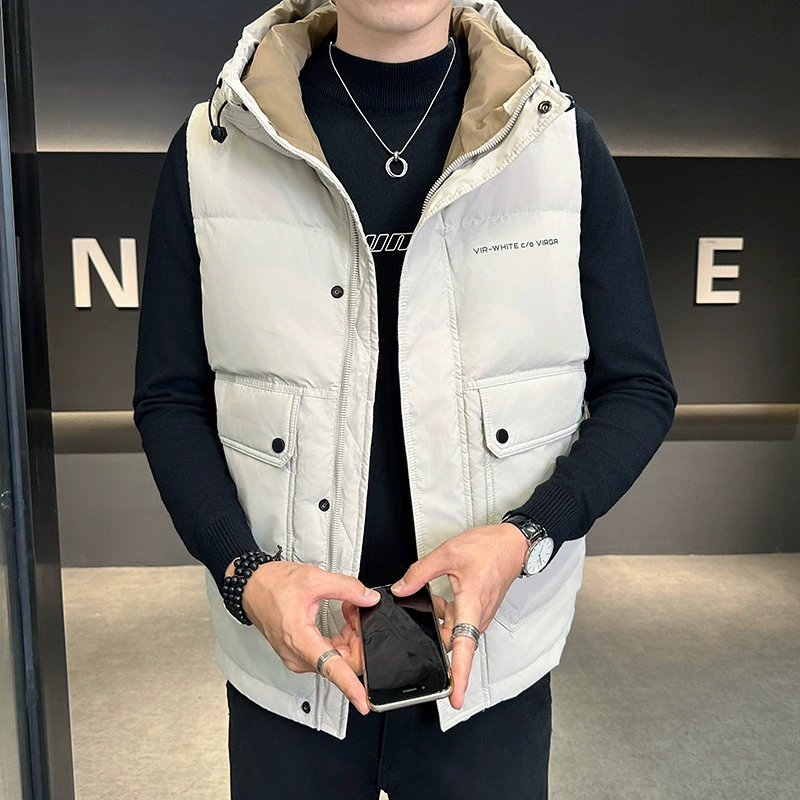 Прямая трансляция теплого пухового жилет трансграничный дикий с капюшоном повседневный трансграничный пуховик