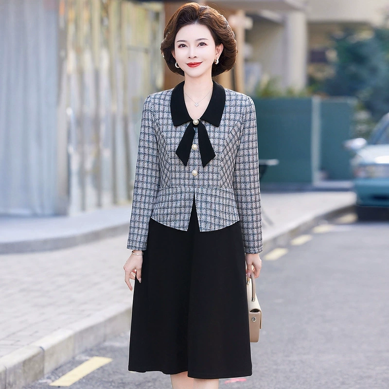 2025 Женская мама большого размера весеннее платье мода с длинными рукавами