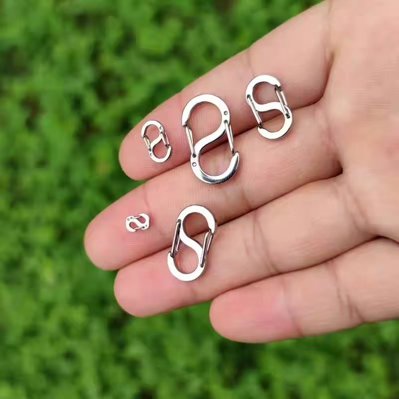 304 Stainless Steel S-Shaped Buckle with Polished Effect, Figure-Eight Buckle, S-Shaped Spring Buckle, Mini Keychain, DIY Keychain, Simple Bracelet