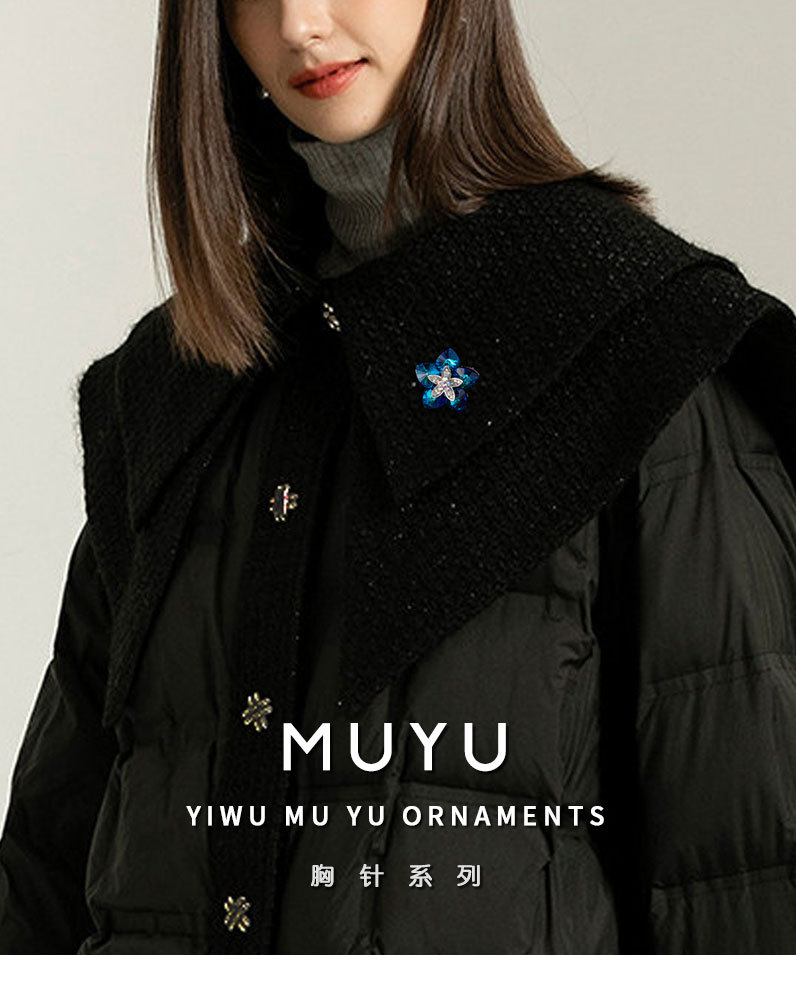 水晶元素桃心莲花胸针时尚高级感花朵brooch韩版