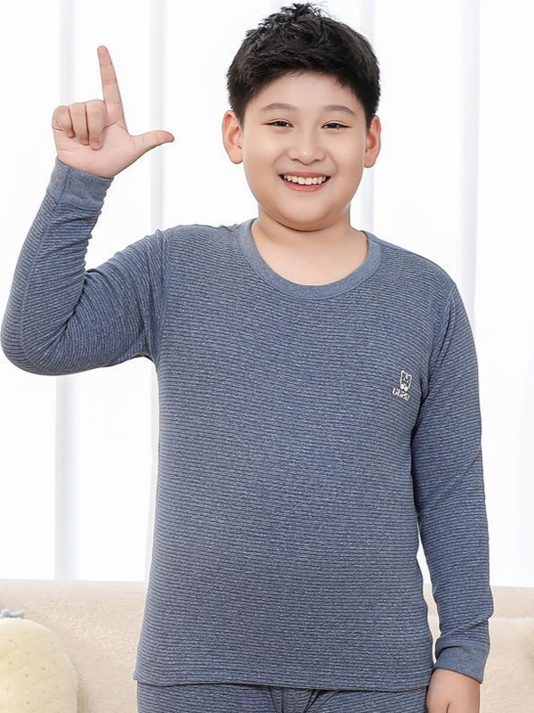 胖童加厚秋衣上衣大码磨毛儿童男孩大童青少年加肥加大保暖打底衫|undefined