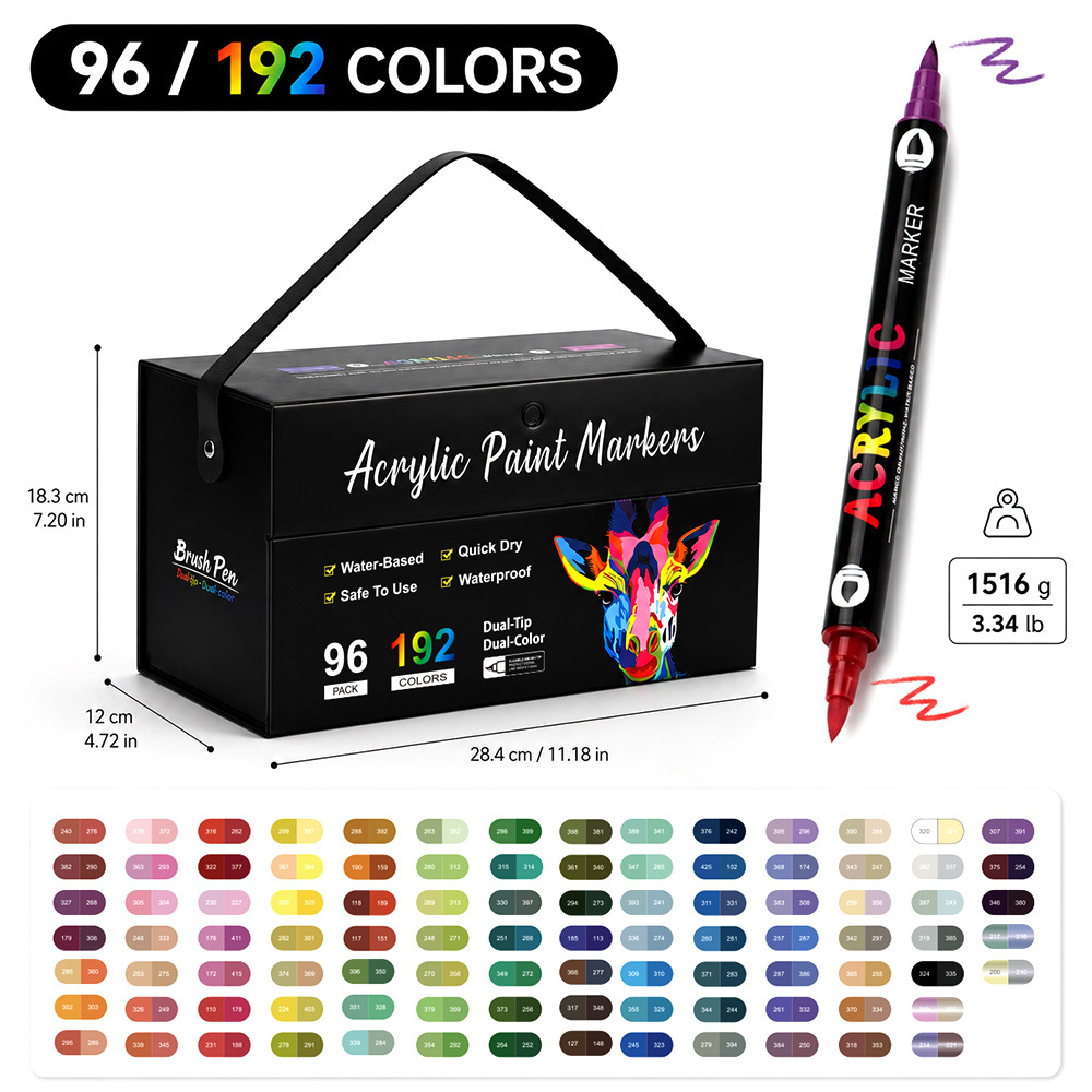 Transfronterizo Amazon doble cabeza de acrílico de dos colores marcador de escritorio de dibujo de graffiti para niños 240 colores marcador de pluma
