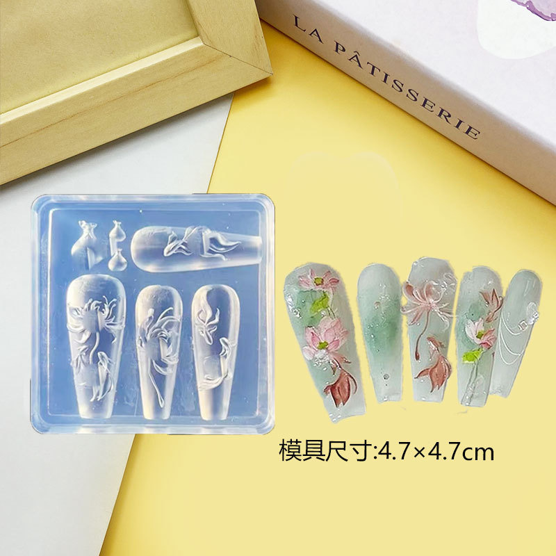 Molde de manicura amor arco en relieve flor ornamentos molde abrasivo alta permeabilidad estereoscópica DIY decoración molde de silicona