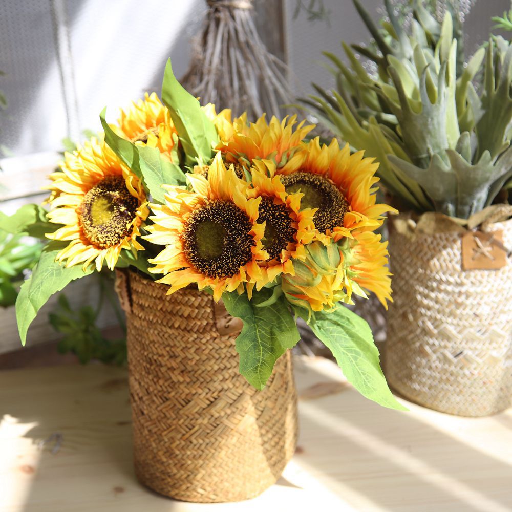 Manufacturer Home Decor Artificial Sunflower Bouquet Wholesale Wedding Handheld Flowers B&B MW22101