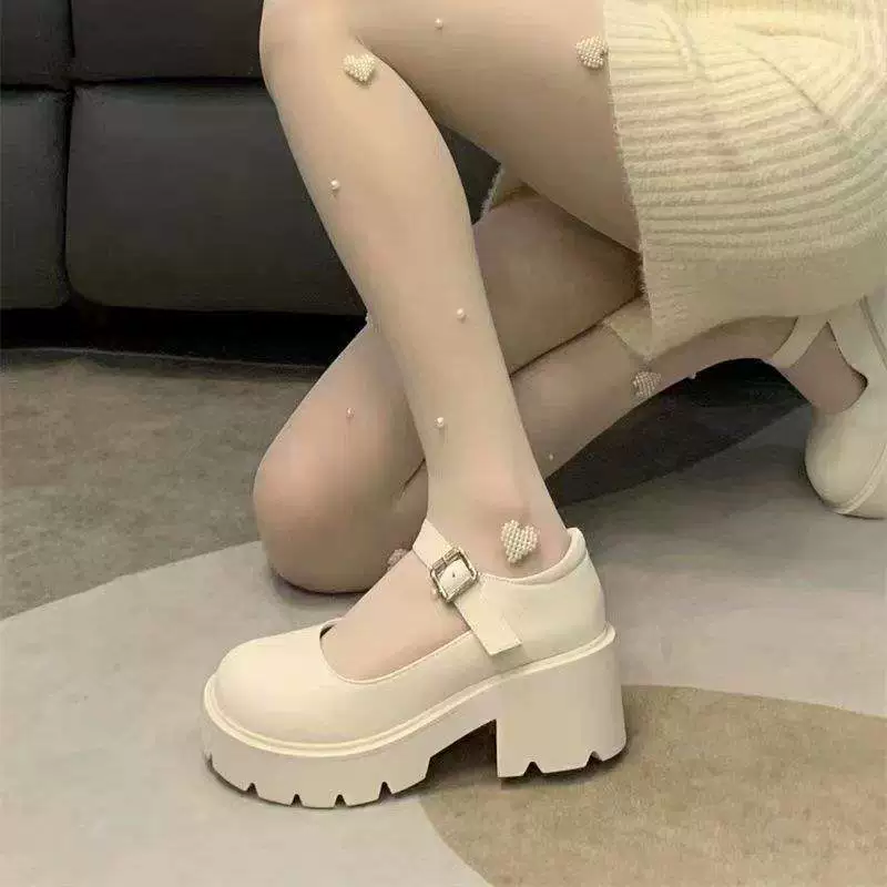 Маленькие кожаные туфли больших размеров на платформе в стиле Лолиты на толстом каблуке в стиле ретро 2025, новые универсальные женские туфли на толстой подошве в японском стиле JK