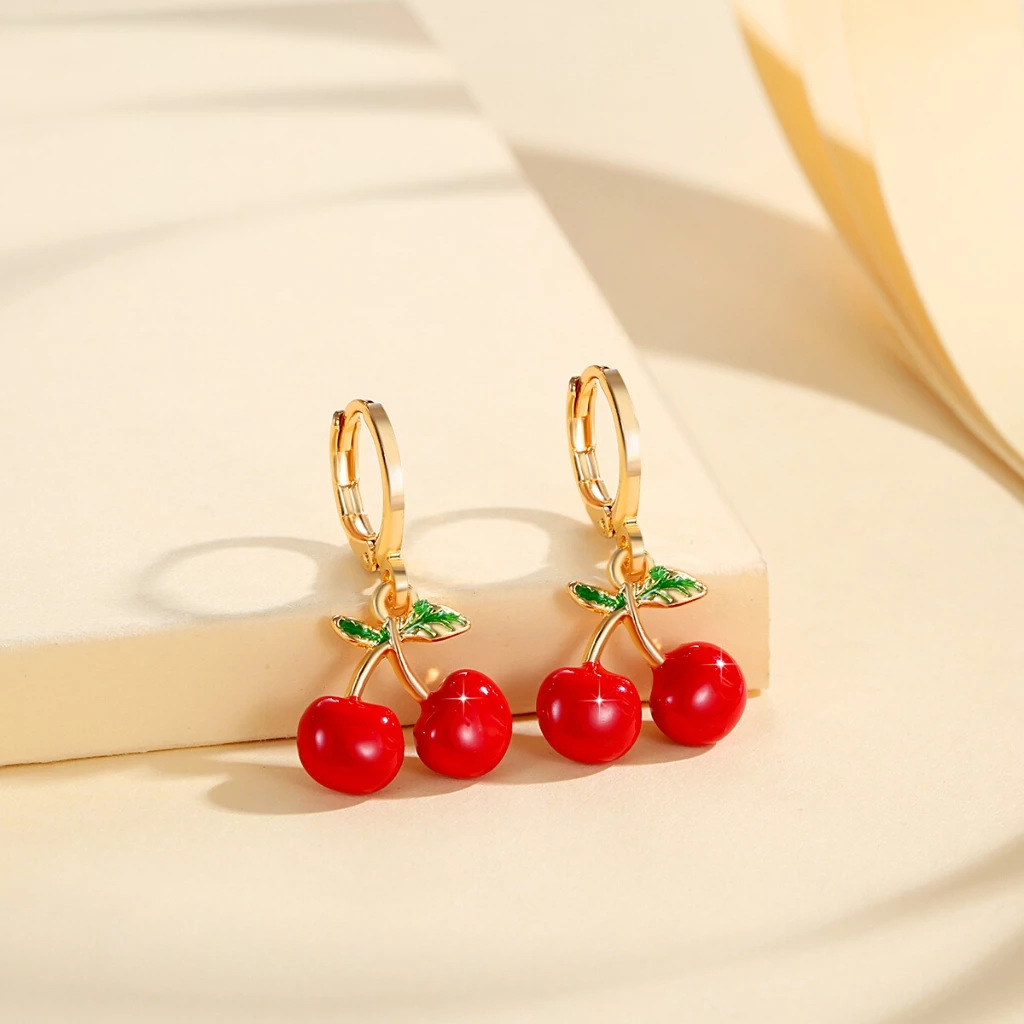 Frutas de explosión transfronteriza series de cereza roja ágata colgante collar pendientes pendientes set de joyas de moda para mujeres