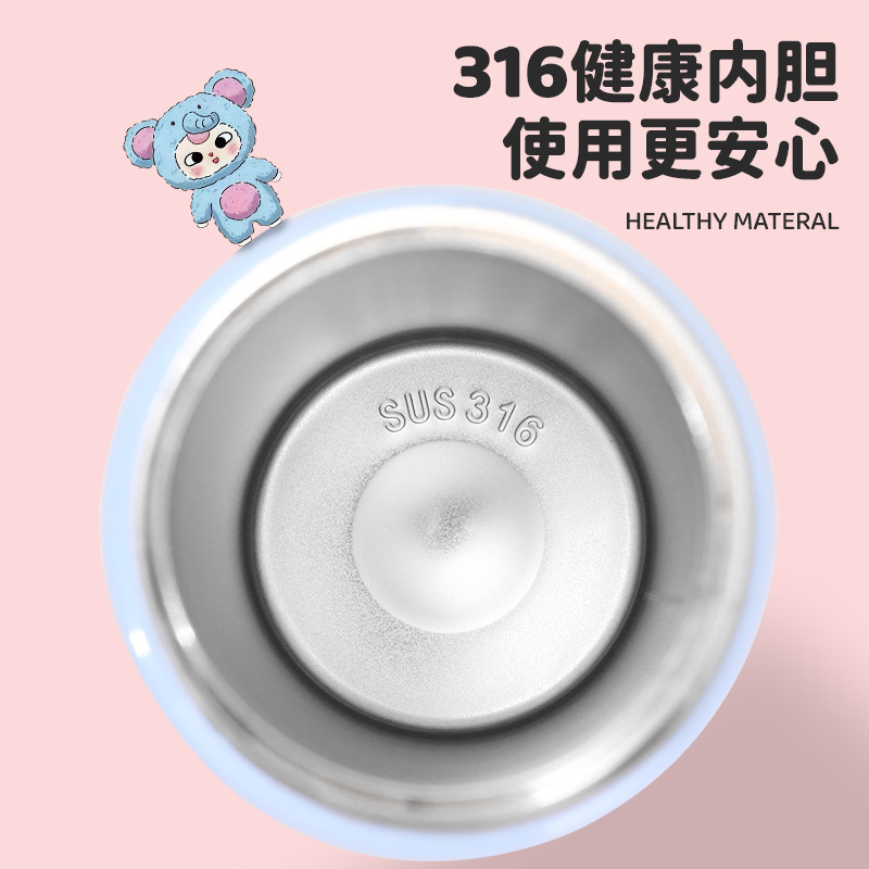 人気の漫画 Labubu ストローダブルドリンクカップバウンスポータブル子供用魔法瓶カップ屋外付属スポーツウォーターカップ|undefined