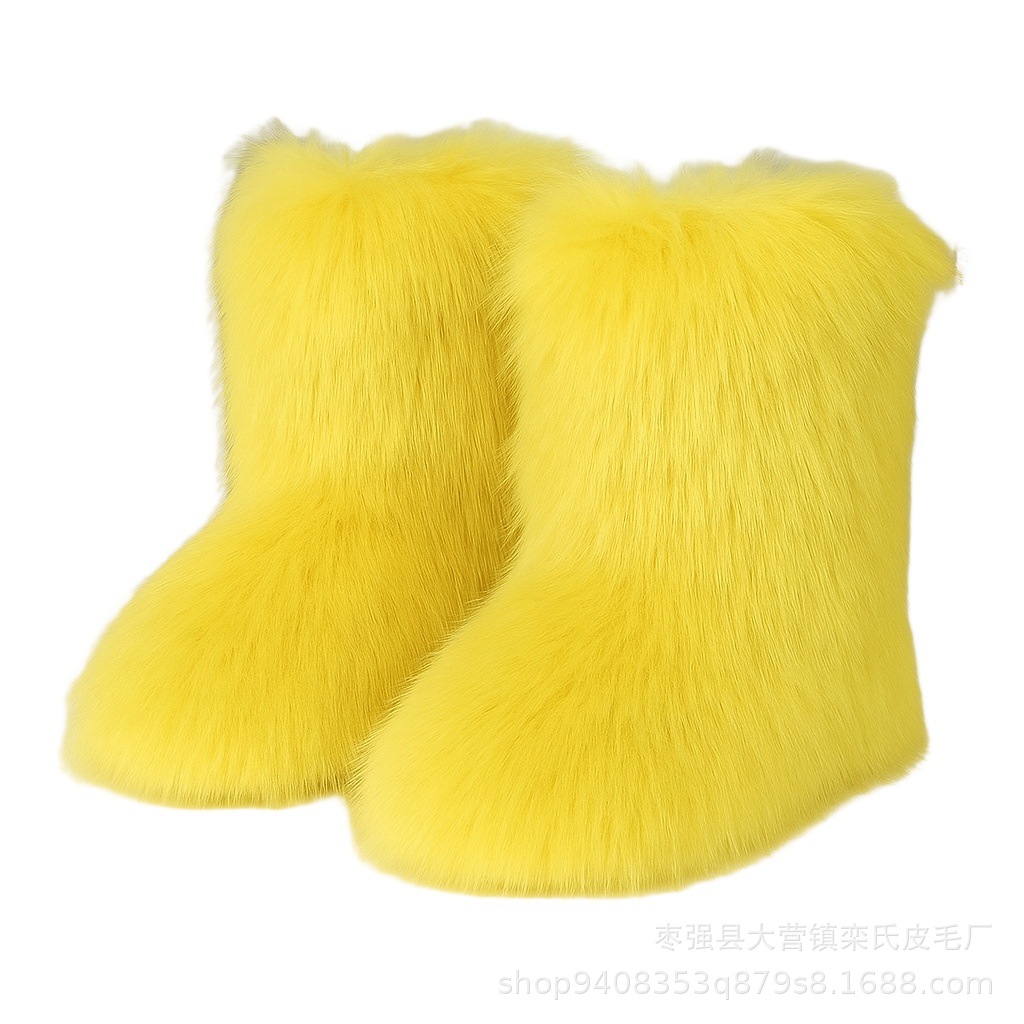 Botas de Nieve de Piel Sintética y Felpa Térmicas para Invierno