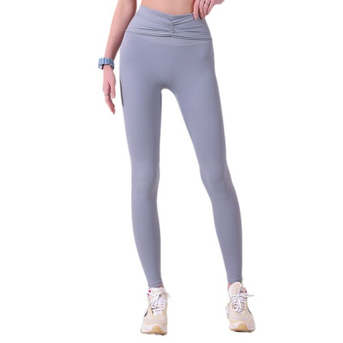 Yoga fitness trousers for women, elastic hip lifting running training pants, tight sports trousers, high waist, belly-controlling nylon fabric