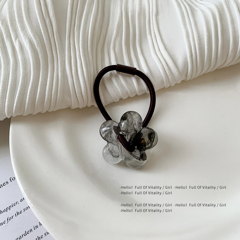 Gray texture flower hair rope
