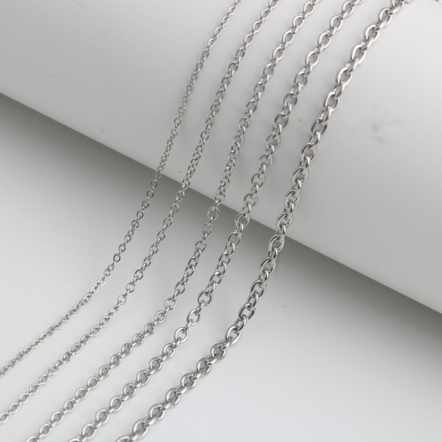 Stainless steel weld joint O-type O-letter chain round wire chain cross chain titanium steel necklace pendant accessory DIY chain matching wholesale