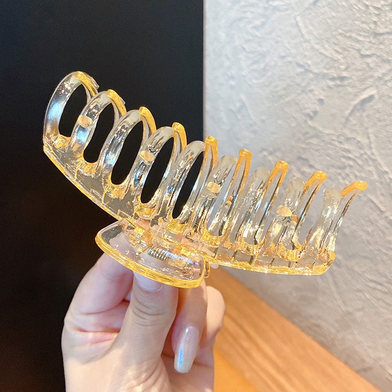 韓国大型アクリルサメクリップヘアアクセサリーシンプルなヘアクリップ女性の後頭部ヘアピン帽子卸売|undefined