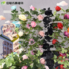 バラの籐の壁掛け結婚祝いの装飾籐の天井のシミュレーション植物のプラスチックの花のエアコンのパイプの花藤
