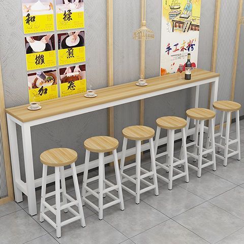 Simple Bar Counter for Small Restaurants, Wall-Mounted for Home Use, Living Room, Kitchen, Commercial Rectangular High-Footed Milk Tea Shop Narrow Dining Table
