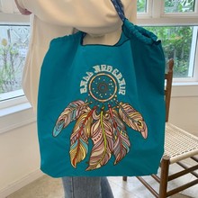 高圆圆同款日系羽毛刺绣环保袋大容量尼龙购物袋单肩包手提