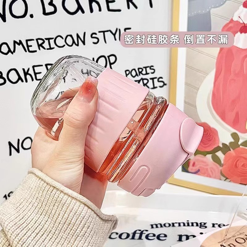 High-Capacity Glass Cup with Good Looks and a Light Luxury Feel, Double Drinking Cup for Office and Home Use, Straw Cup, Gift Cup