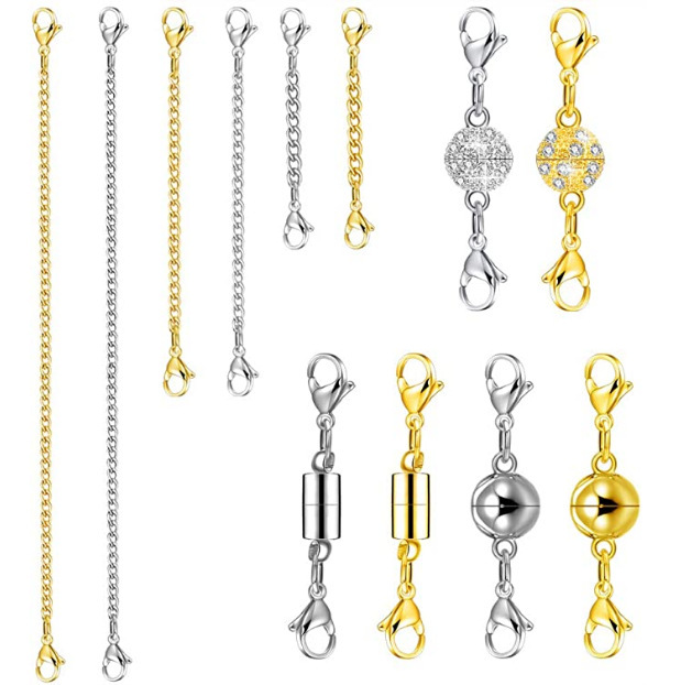 12 Pieces Magnetic Jewelry Buckle Gold and Silver Necklace Buckle Closure Bracelet Extender For Jewelry Making 12 Pieces Magnetic Jewelry Buckle Gold and Silver Necklace Buckle Closure Bracelet Extender For Jewelry Making