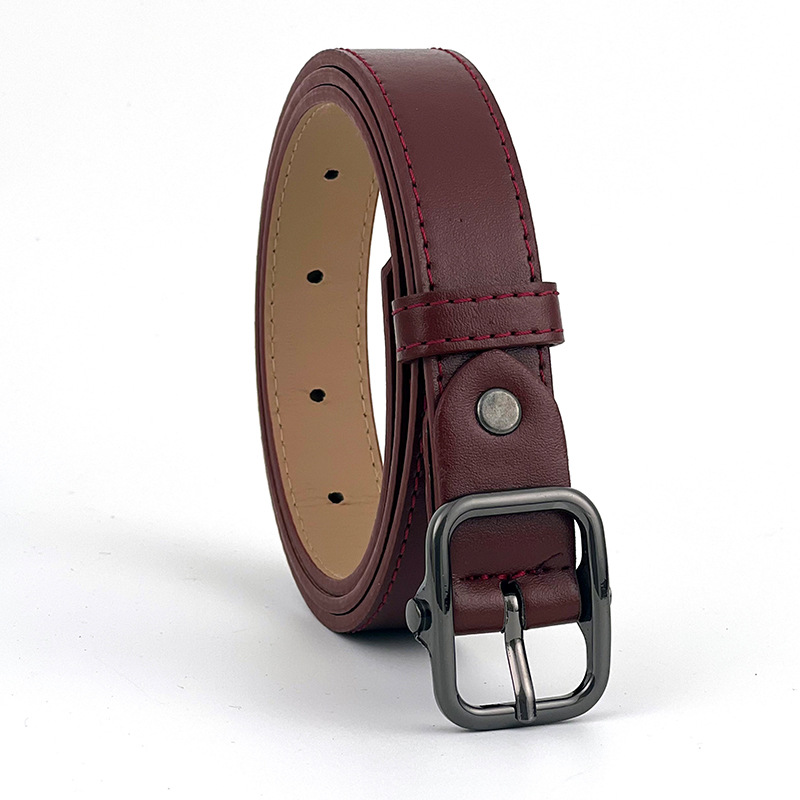 Venta directa de fábrica cinturón de mujer nueva moda simple con decoración de grupo hebilla cuadrada jeans negro pu cinturón al por mayor