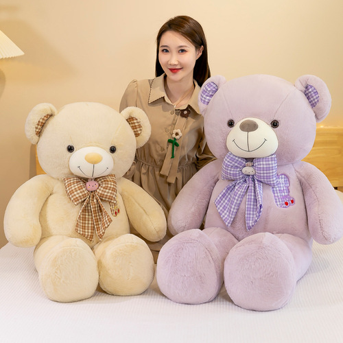 Quality Hug Bear Doll Sweater Bow Tie Ribbon Teddy Bear Plush Toy Girls Sleeping Wedding Gift Cross-Border