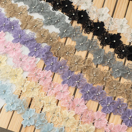 8cm wide colorful double-layer beaded and rhinestone hand-embroidered edge for clothing, curtains, home textiles and decorative accessories